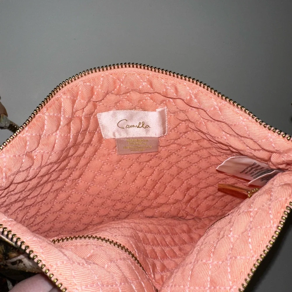 Camilla “Millas Got Mail” Egypt motif silk ring scarf clutch wristlet bag sac